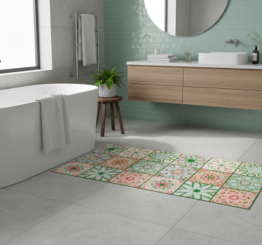 Tappeto vinile bagno decorazione quadrata blu e verde - TenStickers