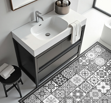 Tappeto vinile bagno motivo a piastrelle grigie - TenStickers