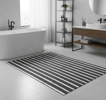 Tappeto vinile bagno motivo a righe bianche e nere - TenStickers
