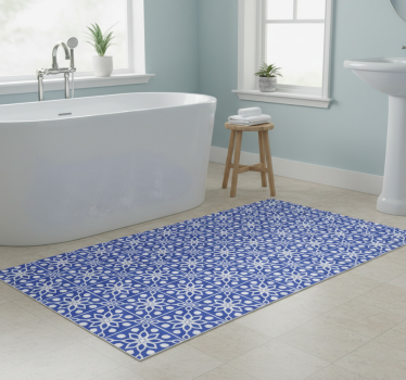 Tappeto vinile bagno motivo piastrelle blu southern - TenStickers