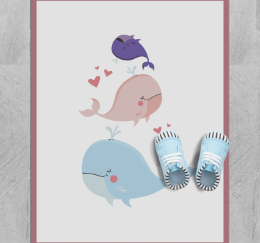 Tappeto vinile bebé illustrazione stravagante delle balene - TenStickers