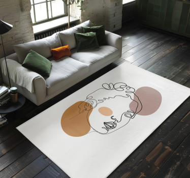 Tappeto vinile bianco viso astratto e cerchi - TenStickers