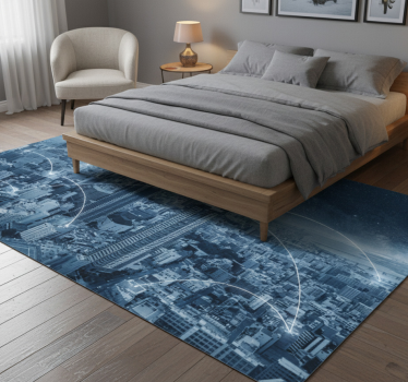 Tappeto vinile camera da letto adesivo paesaggio grattacieli - TenStickers