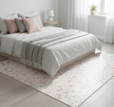 Tappeto vinile camera da letto albero con fiori rosa - TenStickers