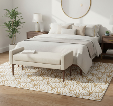 Tappeto vinile camera da letto art déco bianco e oro - TenStickers