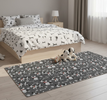 Tappeto vinile camera da letto cane bianco e nero - TenStickers