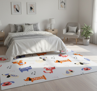 Tappeto vinile camera da letto cani illustrati - TenStickers