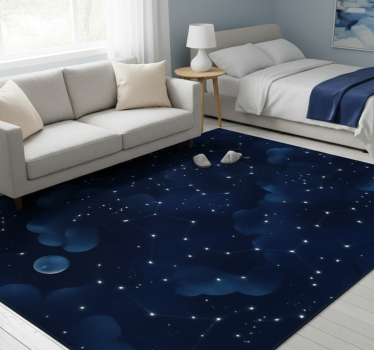 Tappeto vinile camera da letto cielo blu navy con stelle - TenStickers