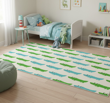 Tappeto vinile camera da letto coccodrillo verde e blu - TenStickers