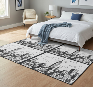 Tappeto vinile camera da letto collage di schizzi nyc - TenStickers