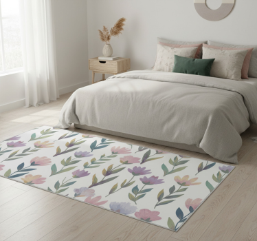 Tappeto vinile camera da letto decalcomania fiori nordica - TenStickers