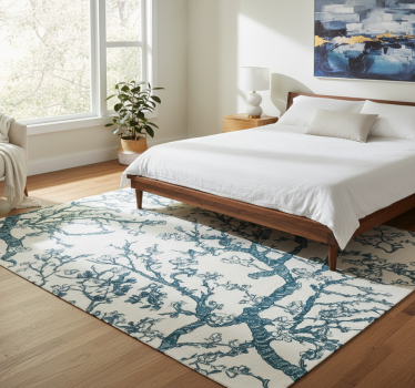 Tappeto vinile camera da letto design albero blu scuro - TenStickers