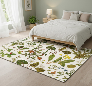 Tappeto vinile camera da letto design botanico sfondo bianco - TenStickers