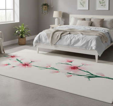 Tappeto vinile camera da letto design fiori bianchi carini - TenStickers