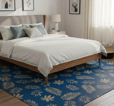 Tappeto vinile camera da letto design fiori blu africani - TenStickers
