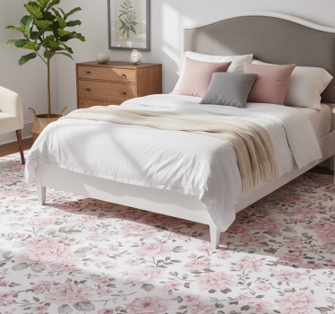 Tappeto vinile camera da letto design fiori grandi retrò - TenStickers