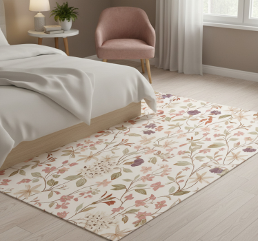 Tappeto vinile camera da letto design fiori rosa - TenStickers