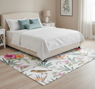 Tappeto vinile camera da letto design floreale blu - TenStickers