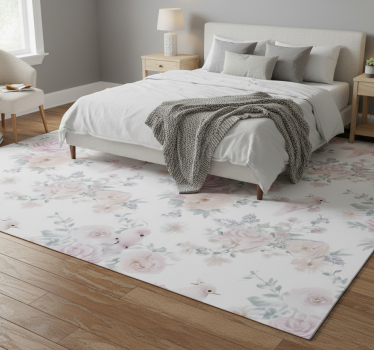Tappeto vinile camera da letto design floreale grigio - TenStickers