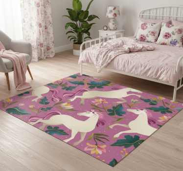 Tappeto vinile camera da letto design floreale rosa - TenStickers