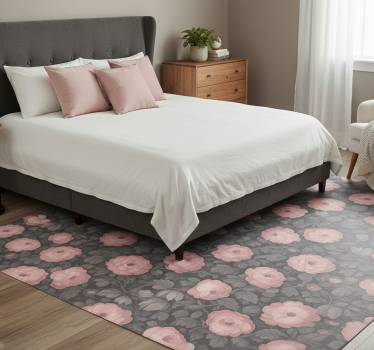 Tappeto vinile camera da letto design floreale rosa antico - TenStickers