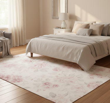 Tappeto vinile camera da letto design floreale rosa vintage - TenStickers