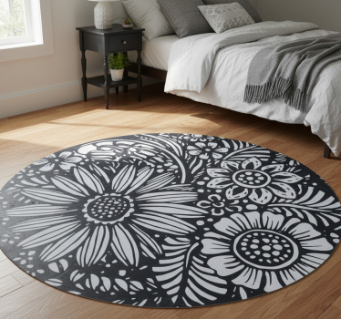 Tappeto vinile camera da letto design floreale rotondo - TenStickers