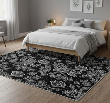 Tappeto vinile camera da letto design floreale scuro - TenStickers