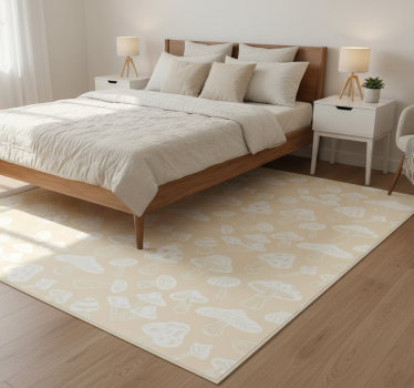 Tappeto vinile camera da letto design funghi beige - TenStickers