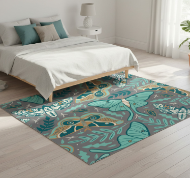 Tappeto vinile camera da letto farfalle verdi e blu - TenStickers