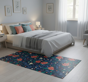Tappeto vinile camera da letto fiori artistici nordici - TenStickers