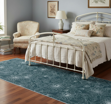 Tappeto vinile camera da letto fiori bianchi grandmillenial - TenStickers