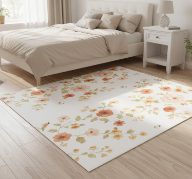 Tappeto vinile camera da letto fiori bianchi piccoli - TenStickers