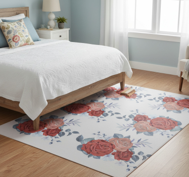 Tappeto vinile camera da letto fiori bouquet blu - TenStickers