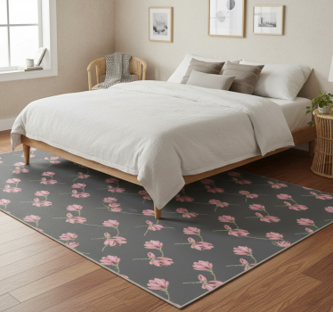 Tappeto vinile camera da letto fiori di magnolia su grigio - TenStickers