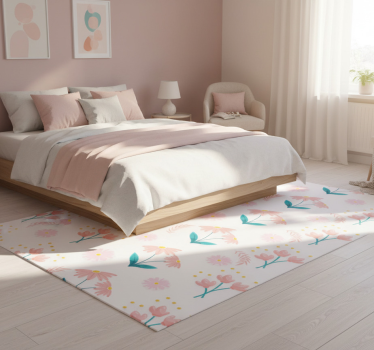 Tappeto vinile camera da letto fiori e pois pastello - TenStickers