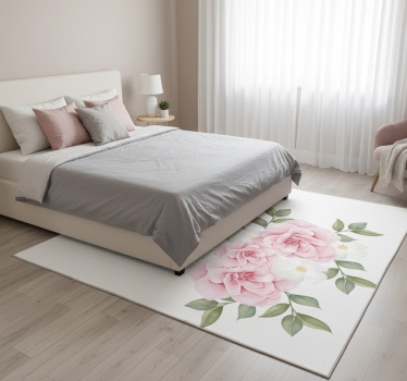 Tappeto vinile camera da letto fiori eleganti rosa - TenStickers