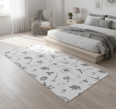 Tappeto vinile camera da letto fiori grigi primavera - TenStickers