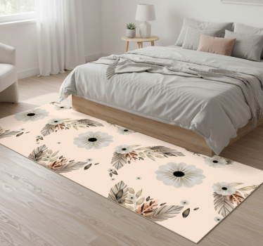 Tappeto vinile camera da letto fiori pastello rosa e neri - TenStickers
