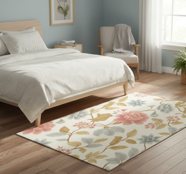 Tappeto vinile camera da letto fiori romantici - TenStickers