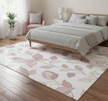 Tappeto vinile camera da letto fiori rosa - TenStickers