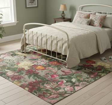 Tappeto vinile camera da letto fiori vintage - TenStickers