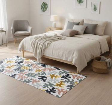 Tappeto vinile camera da letto foglie dorate e multicolori - TenStickers
