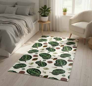Tappeto vinile camera da letto foglie maranta verde rosso - TenStickers
