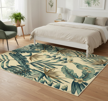 Tappeto vinile camera da letto foglie tropicali - TenStickers