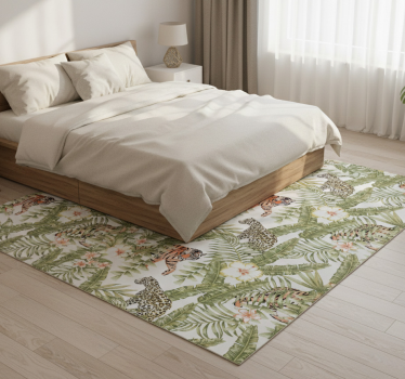 Tappeto vinile camera da letto foglie tropicali leopardo - TenStickers