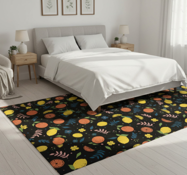 Tappeto vinile camera da letto frutti di agrumi con foglie - TenStickers