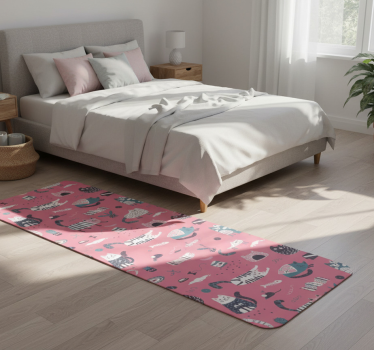 Tappeto vinile camera da letto gattini nordici - TenStickers