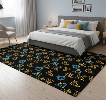 Tappeto vinile camera da letto icone vettoriali neon su nero - TenStickers