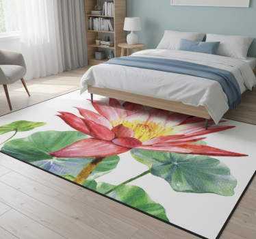 Tappeto vinile camera da letto illusione acquerello loto - TenStickers